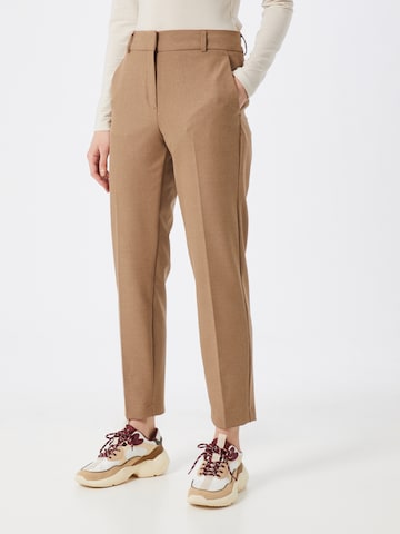 SELECTED FEMME Regular Trousers with creases in Brown: front