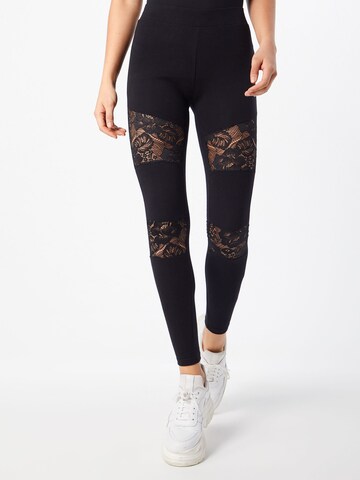 Urban Classics Skinny Leggings in Black: front