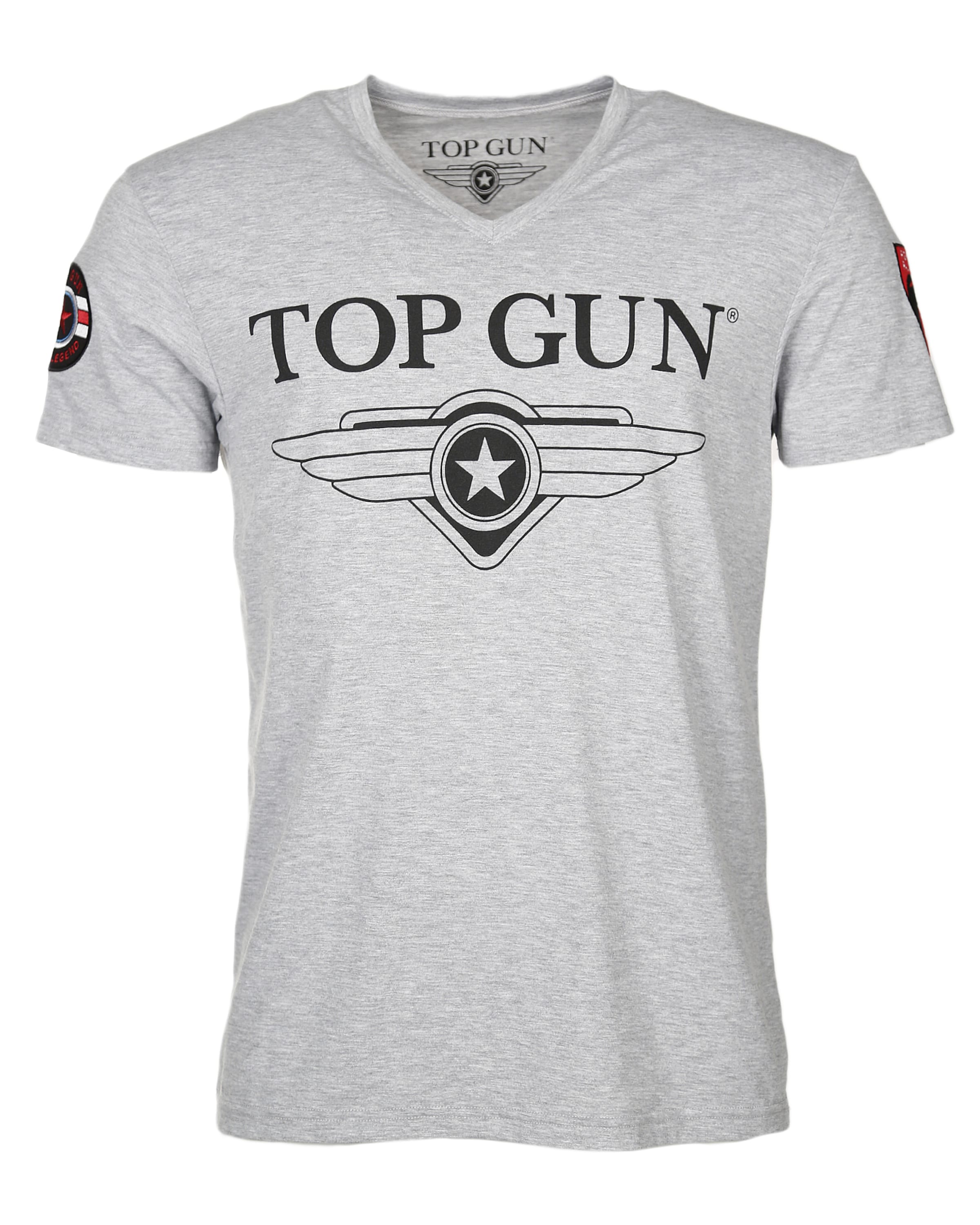 TOP GUN Shirt 'Stormy' in Mottled grey / Blood red / Black, Item view