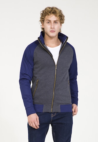 PLUS EIGHTEEN Zip-Up Hoodie in Grey: front