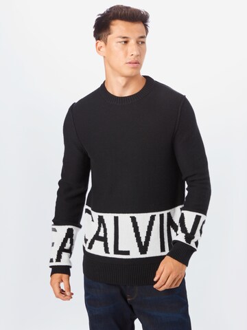 Calvin Klein Jeans Regular fit Trui in Zwart: voorkant
