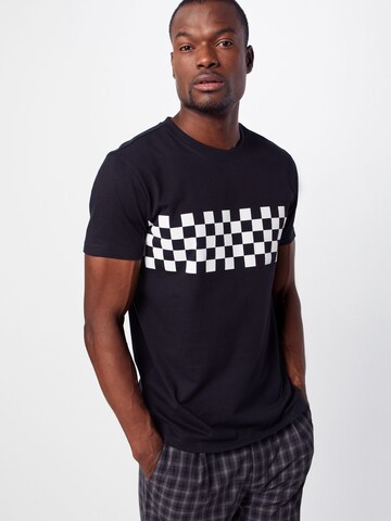Urban Classics - Camisa 'Check Panel' em preto: frente