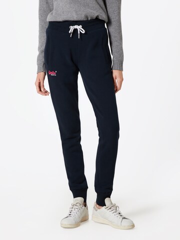 Superdry Tapered Pants in Blue: front