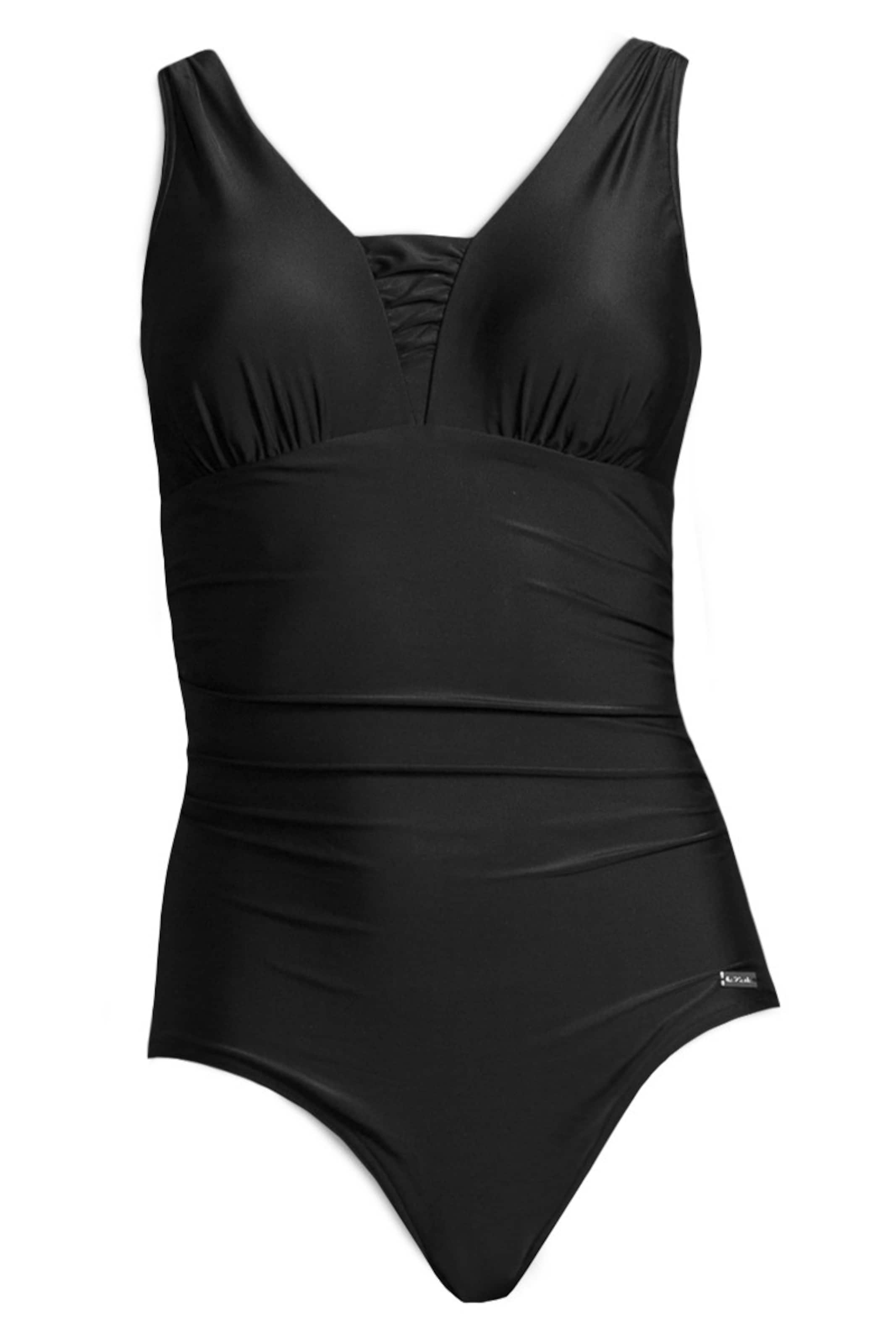 LASCANA Μπουστάκι Ολόσωμο μαγιό σμίλευσης σε μαύρο: μπροστά