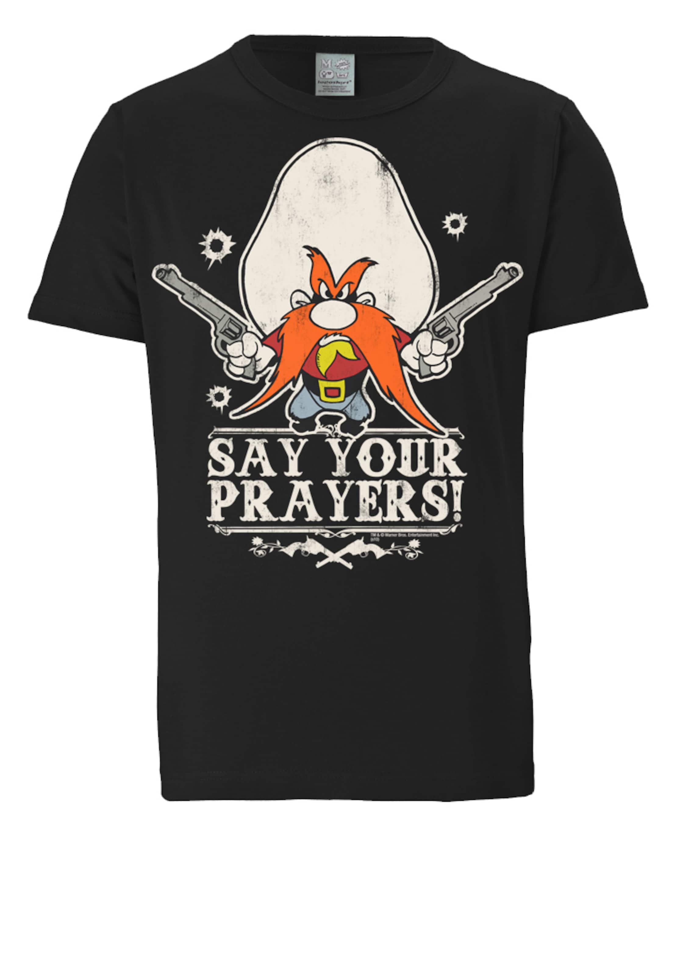LOGOSHIRT T-Shirt 'Say Your Prayers' in Schwarz: Vorderseite