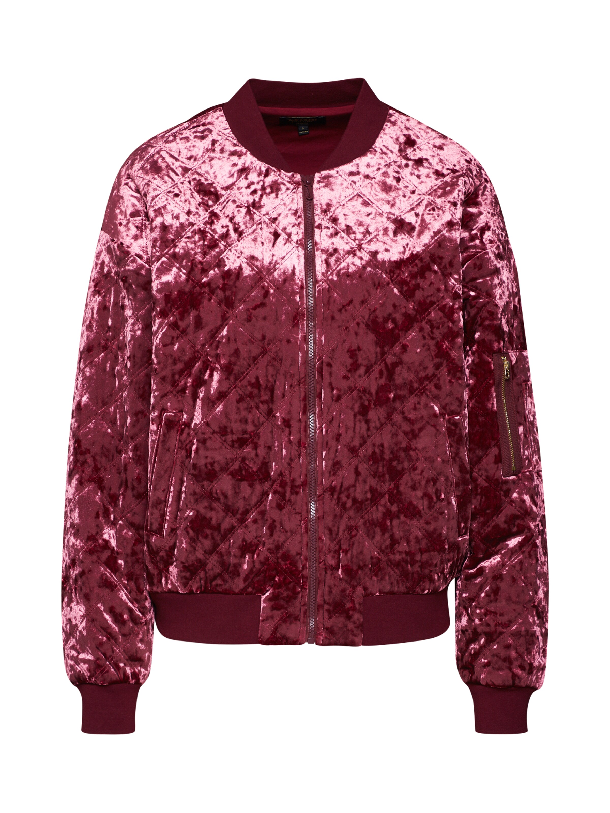 Juicy Couture Black Label - Tussenjas 'Crushed Velour Quilted Bomber Jacket' in de kleur Wijnrood