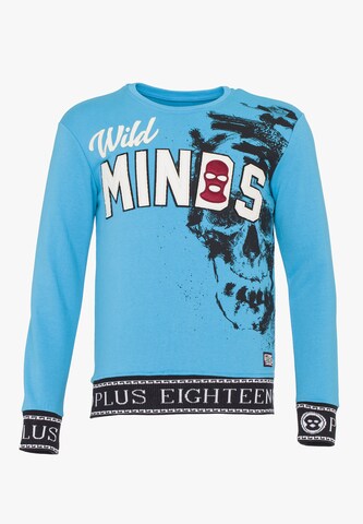 Sweat-shirt PLUS EIGHTEEN en bleu : devant