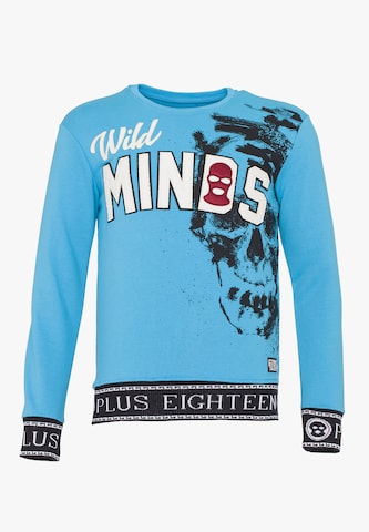 Sweat-shirt PLUS EIGHTEEN en bleu : devant