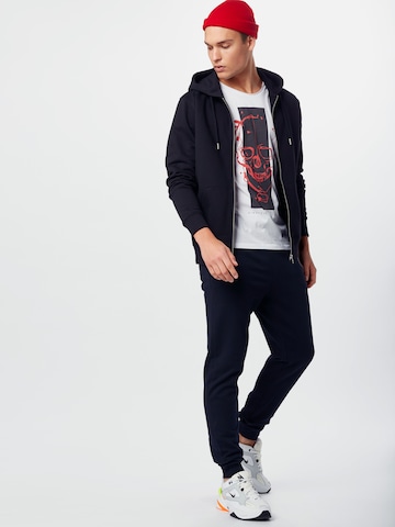 EINSTEIN & NEWTON جينز مضبوط قميص 'Black Stripe Bass' بلون أبيض: الأمام