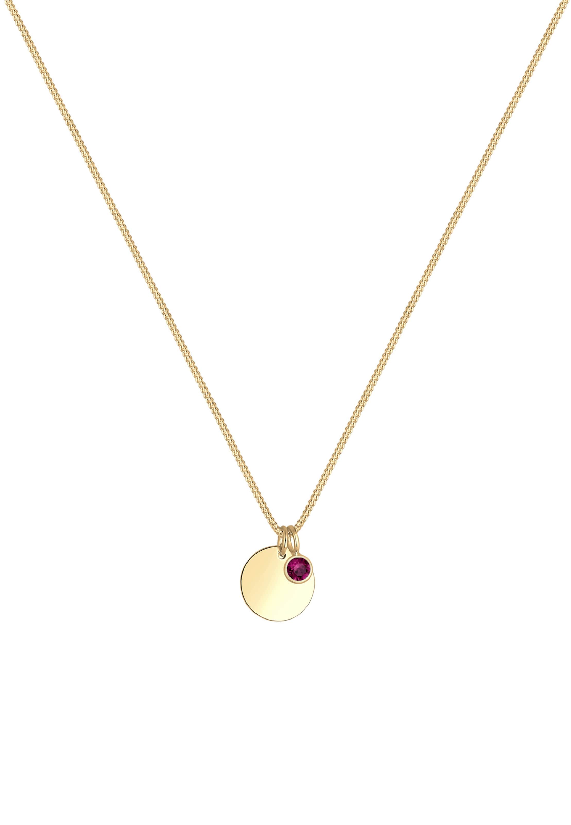 ELLI Kette 'Geburtsstein' in Gold: Vorderseite