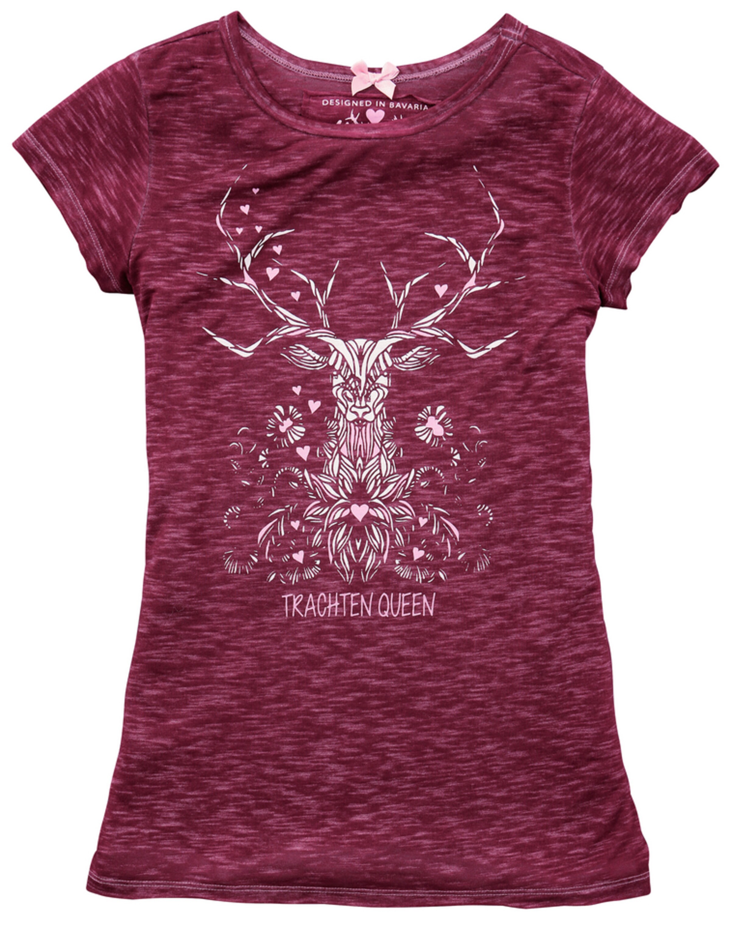 HAMMERSCHMID - Trachtenshirt Damen mit Hirschdruck in weinrot