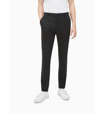 Calvin Klein Regular Trousers with creases in Black: front