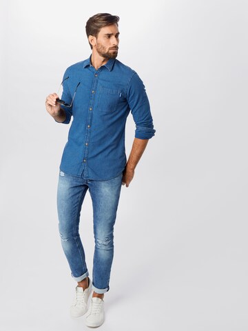 mėlyna JACK & JONES Standartinis modelis Marškiniai 'JAQUES'