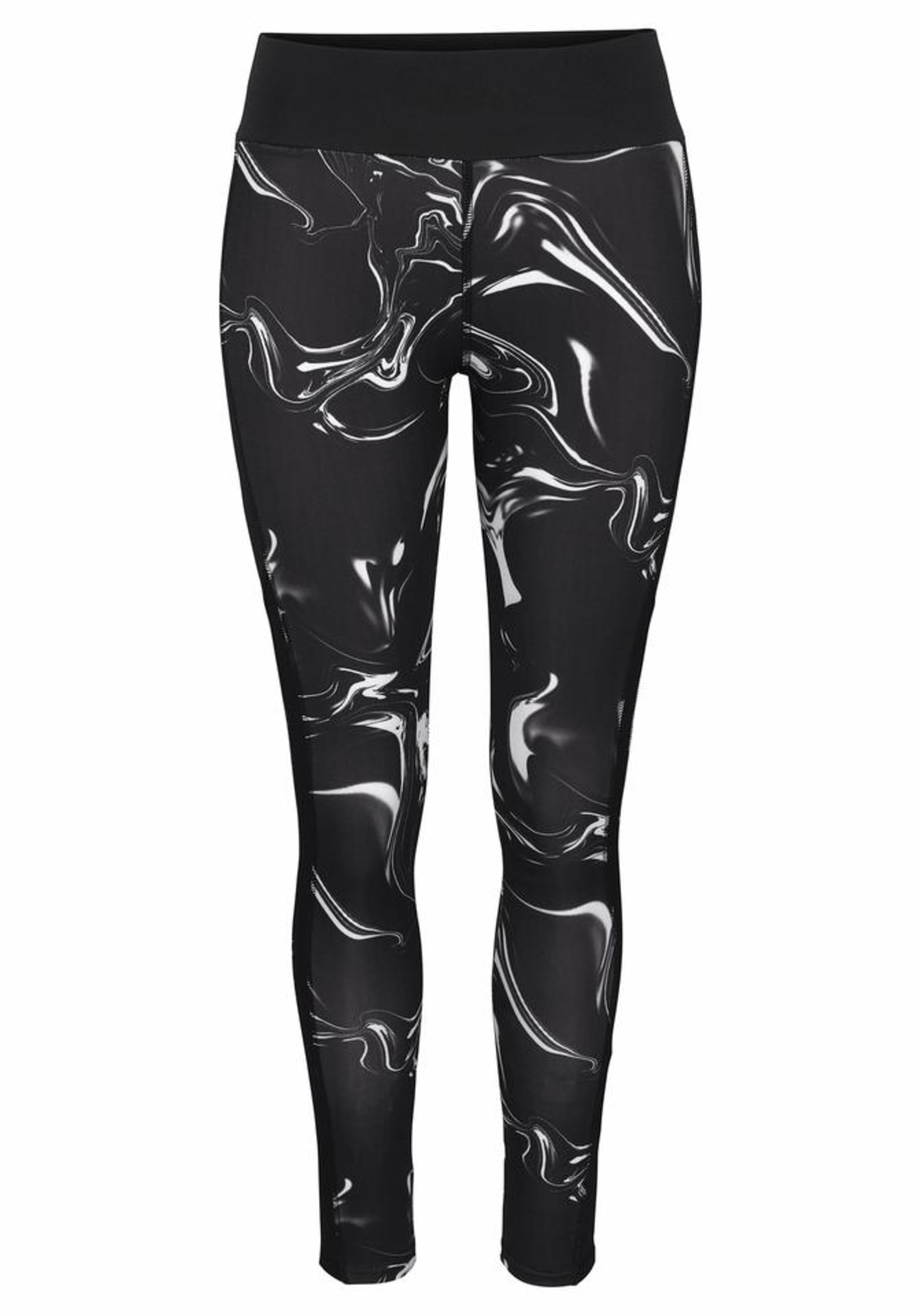 LASCANA ACTIVE Workout Pants 'Black Marble' in Black: front