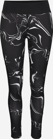 LASCANA ACTIVE Skinny Workout Pants 'Black Marble' in Black: front