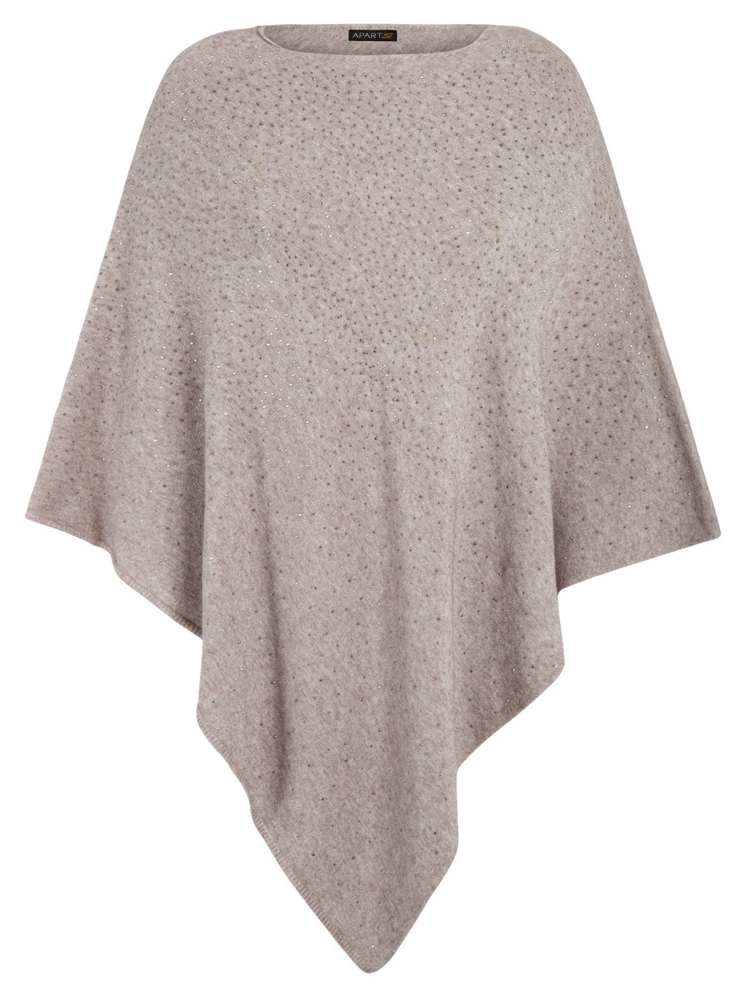 APART - Strickponcho mit kleinen Glitzer-Applikationen in taupe