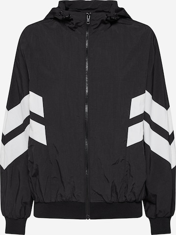 Urban Classics Between-Season Jacket 'Crinkle Batwing' in Black: front