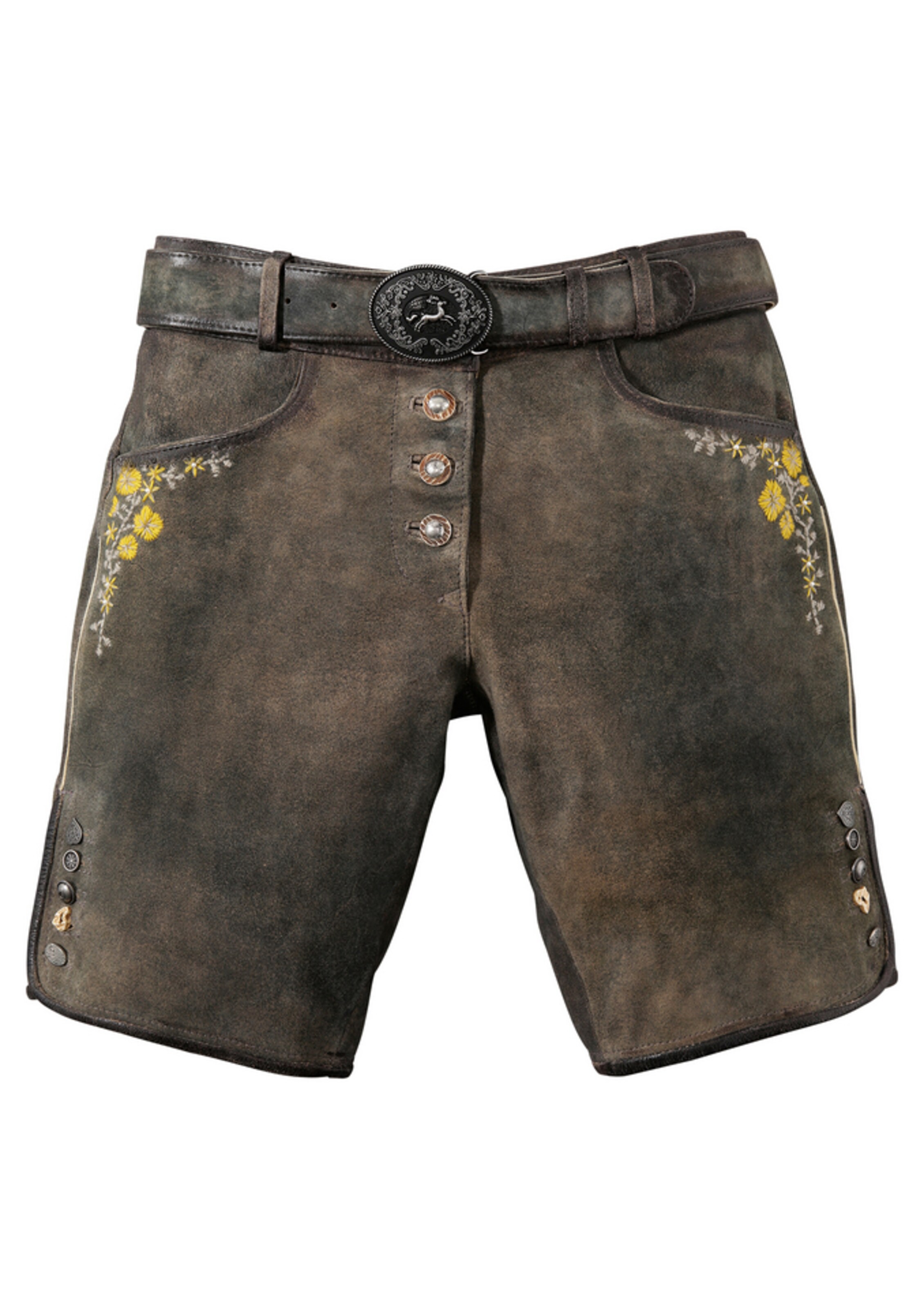 COUNTRY LINE - Trachtenlederhose kurz Damen im Used Look in braun