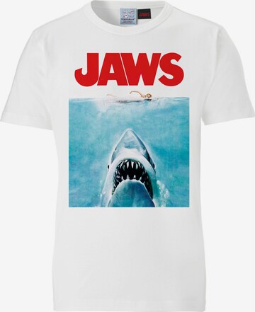 LOGOSHIRT T-Shirt  'Jaws' in Weiß: predná strana