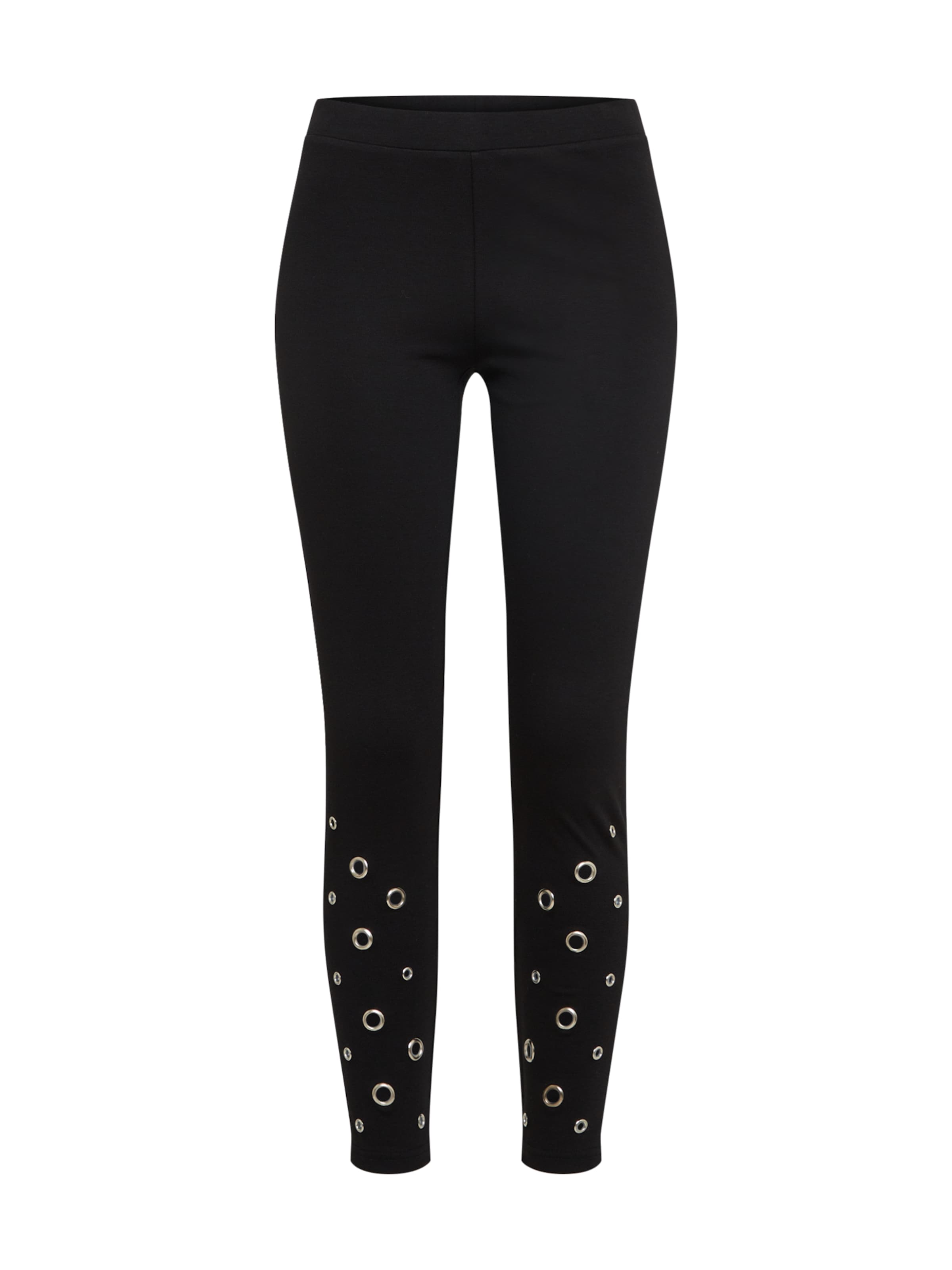Urban Classics Skinny Leggings 'Eyelet' - fekete: elől