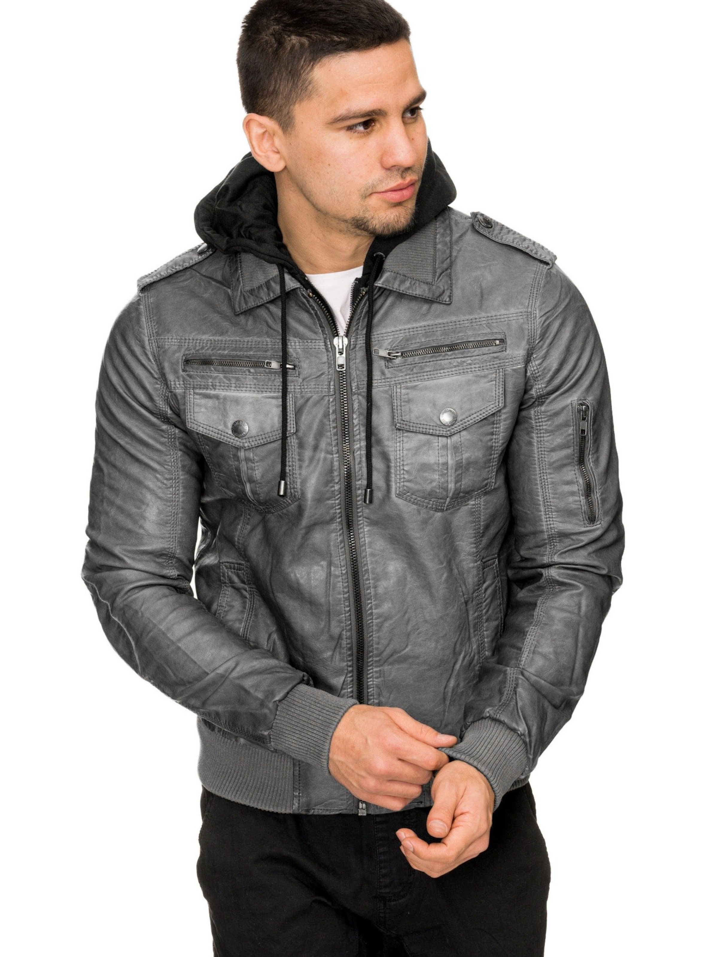 INDICODE JEANS Tussenjas 'Aaron' in Grijs: voorkant