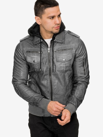 INDICODE JEANS Between-Season Jacket 'Aaron' in Grey: front