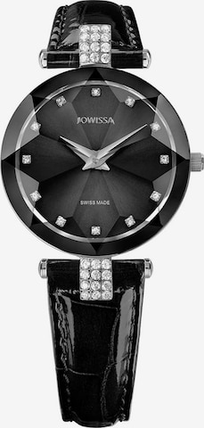 JOWISSA Quarzuhr 'Facet Strass' Swiss Ladies Watch in Schwarz: predná strana