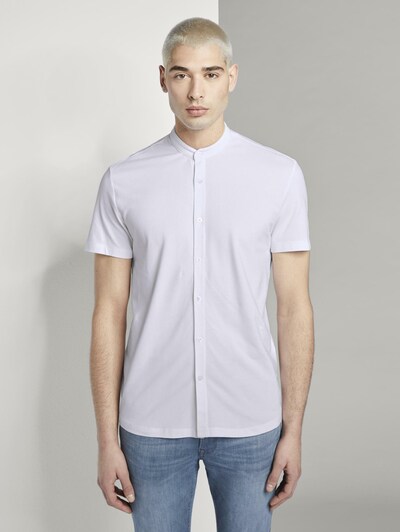 Tom Tailor Denim Blusen Shirts Basic Kurzarmhemd Mit Mao Kragen In Weiss About You