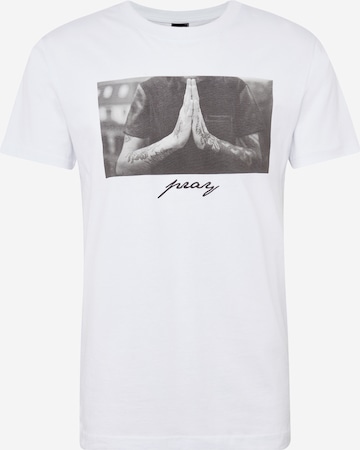 Tricou 'Pray' de la Mister Tee pe alb: față