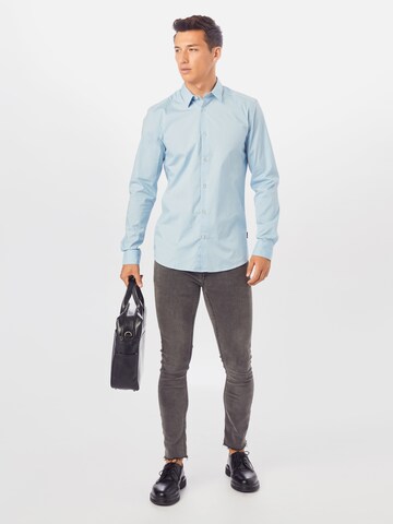 Only & Sons Slim fit Button Up Shirt 'ONSBart' in Blue