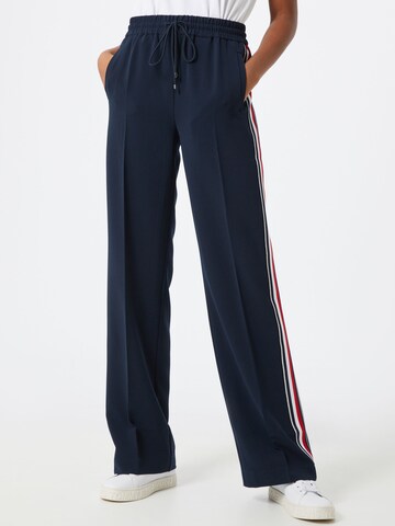 TOMMY HILFIGER Wide leg Pleat-Front Pants in Blue: front