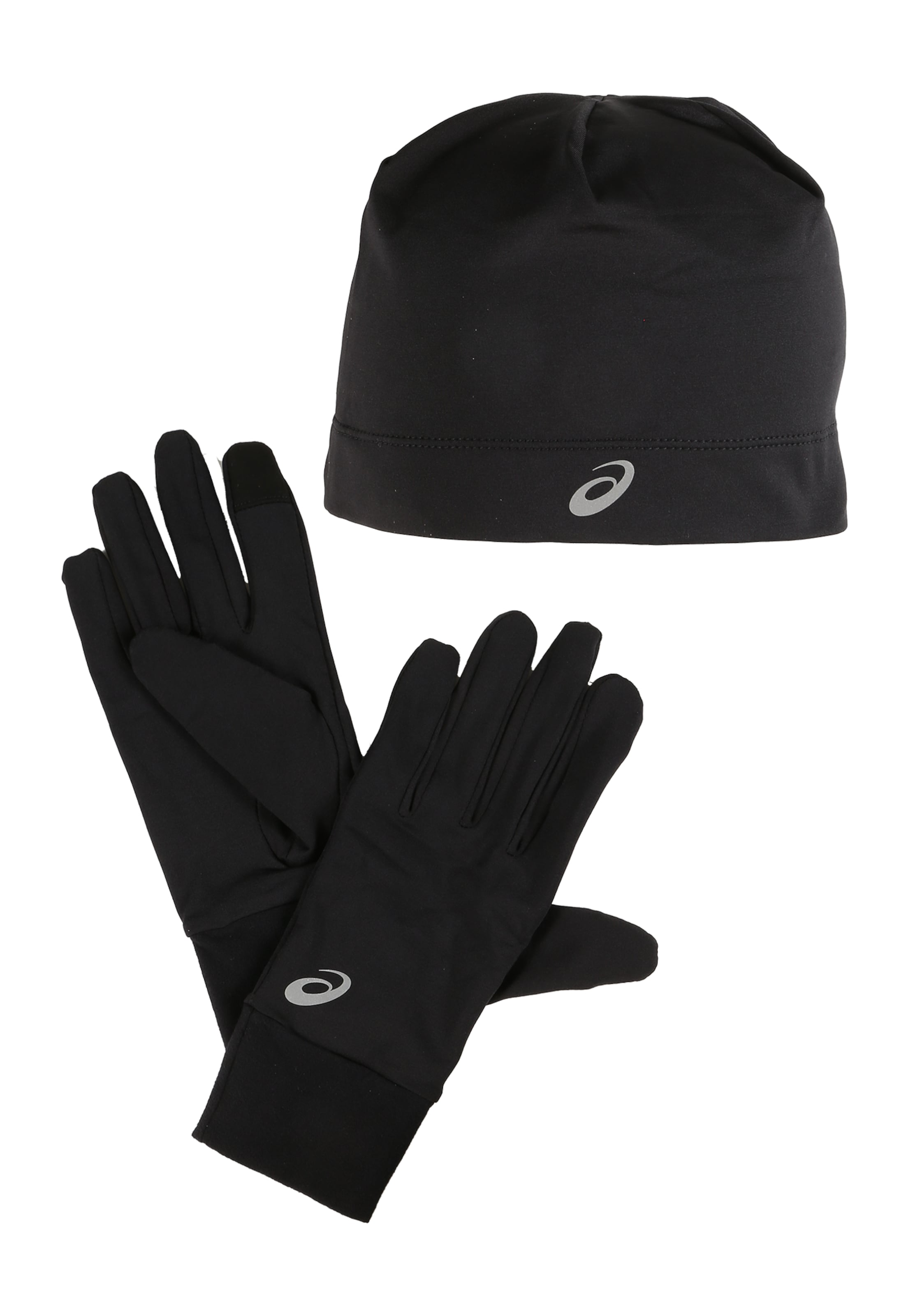 ASICS Mütze und Handschuhe Set in Schwarz: Vorderseite