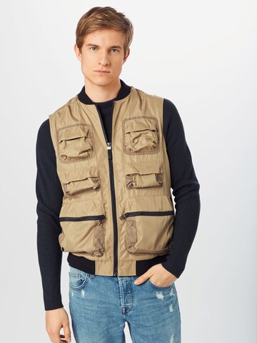 JACK & JONES Bodywarmer 'Utility' in Beige: voorkant