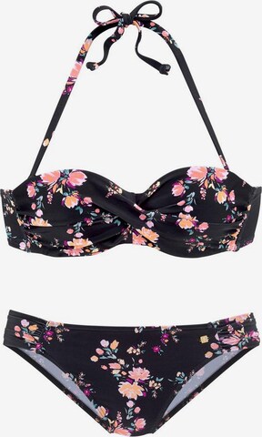 JETTE Bandeau Bikini i svart: framsida