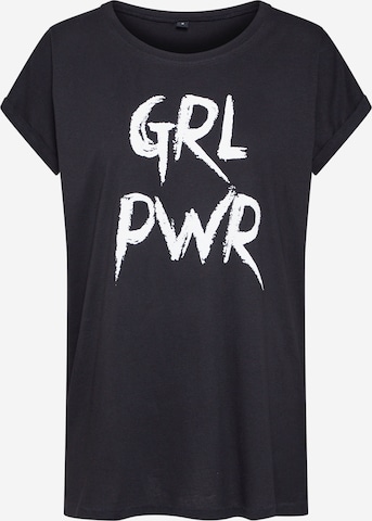 Merchcode Shirt 'Grl Pwr' in Zwart: voorkant