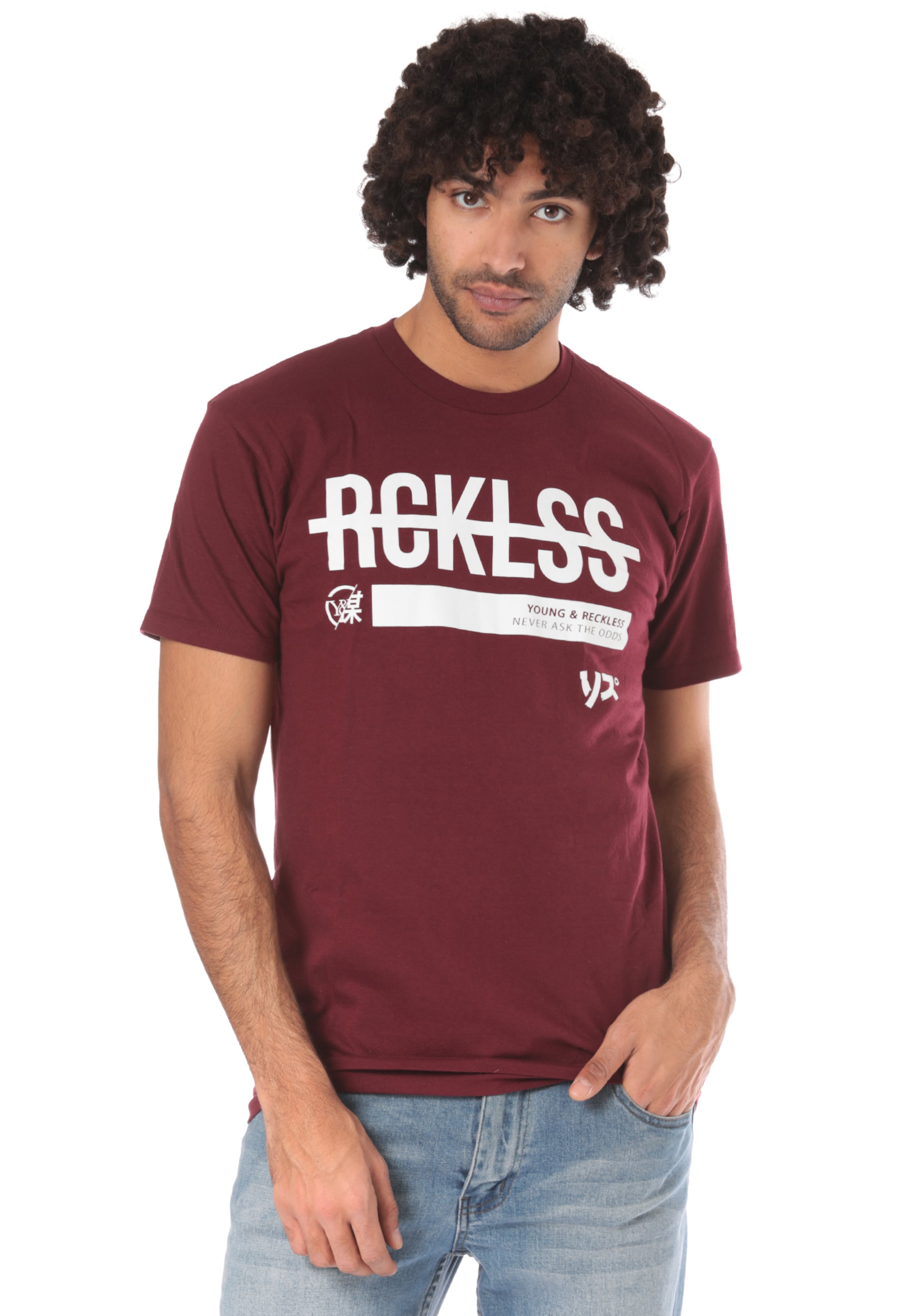 Männer Shirts Young & Reckless T-Shirt 'Kyoto' in Blutrot - JN19573