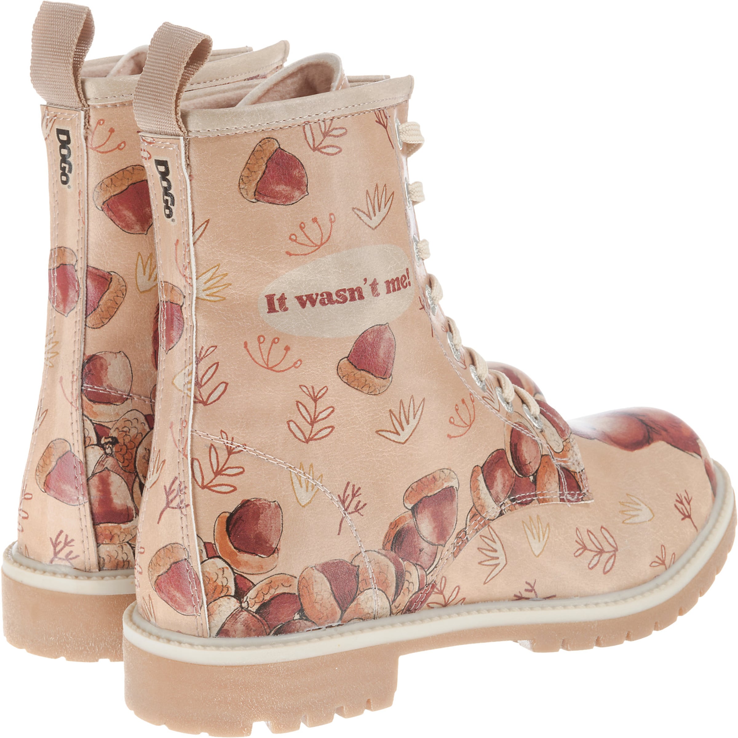 DOGO Lace-Up Ankle Boots 'It Wasn't Me' in Brown