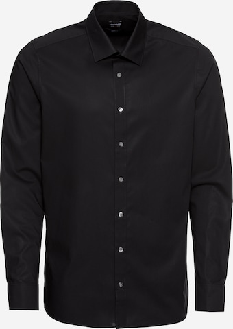 OLYMP Slim fit Koszula biznesowa 'Level 5' w kolorze czarny: przód