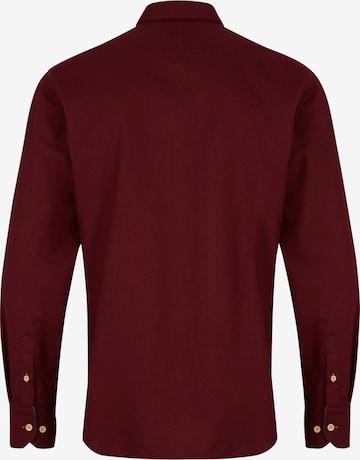 Kronstadt Slim fit Button Up Shirt 'Dean 07a Plain' in Red