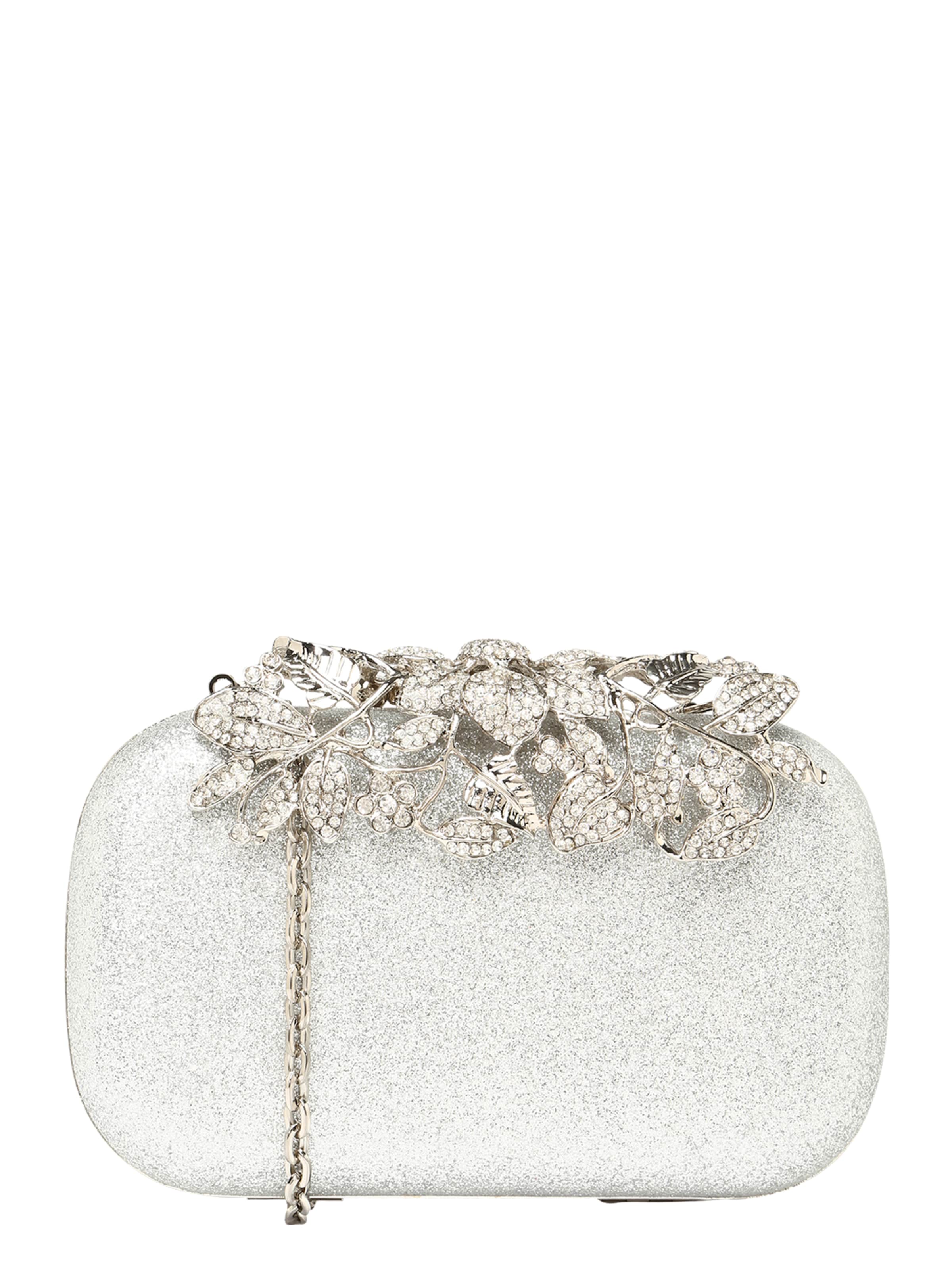 mascara - Clutch 'Flower' in de kleur Zilver