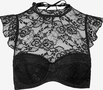 PETITE FLEUR GOLD High neck Bra in Black: front