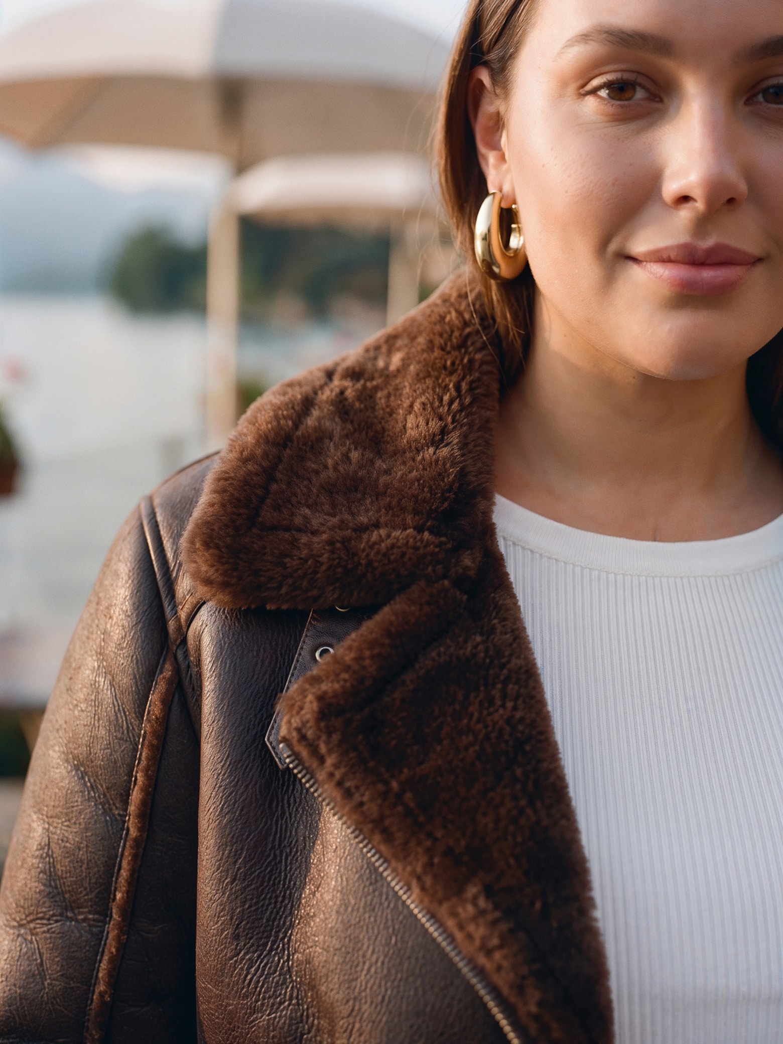 The AY Style Collective - Brown Shearling Jacket Look