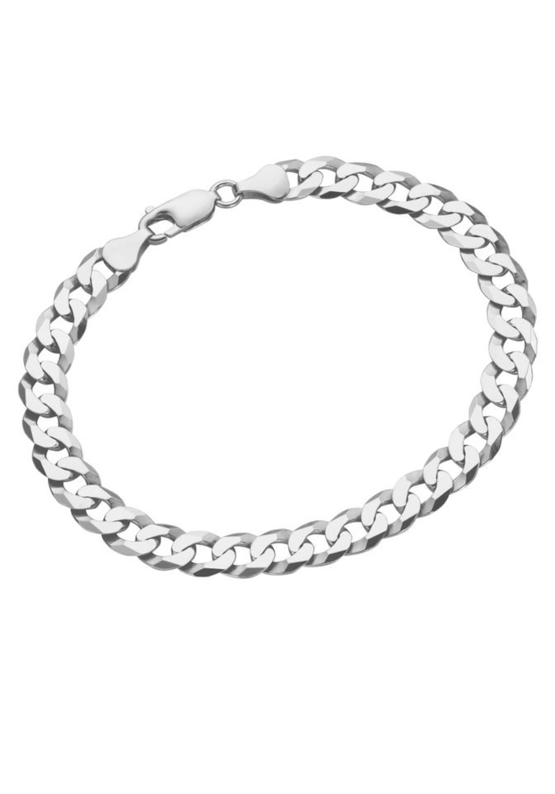 FIRETTI Firetti Silberarmband »Panzerkettengliederung, 7 mm, glanz, diamantiert, rhodiniert« in Silber: Vorderseite
