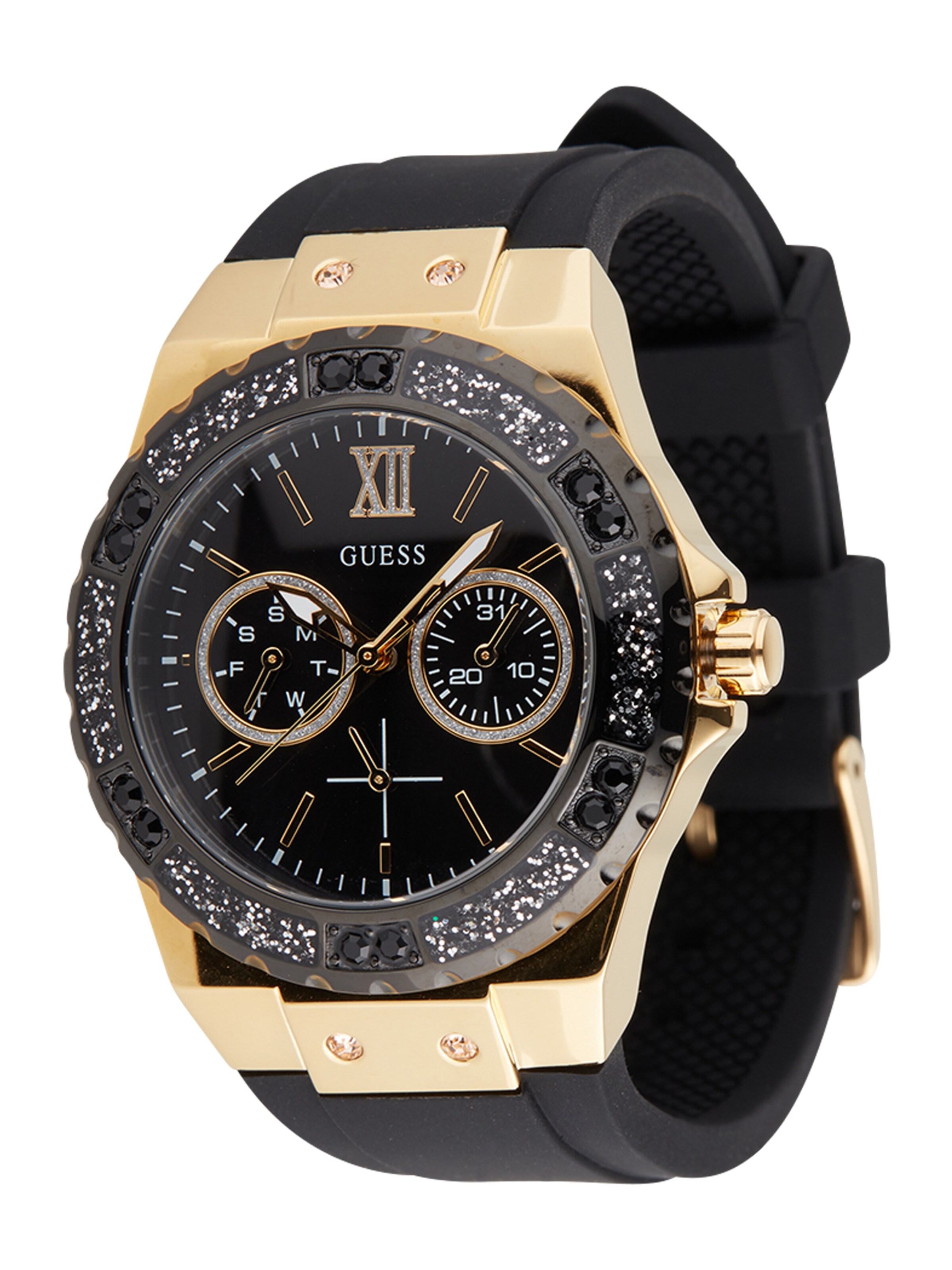 GUESS Аналогов часовник 'ZENA' в злато / черно | ABOUT YOU
