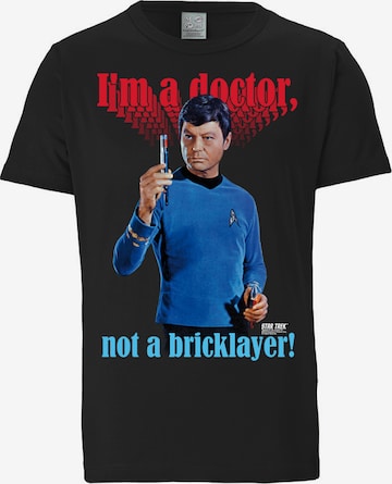 LOGOSHIRT Shirt 'I'm A Doctor Not A Bricklayer' in Zwart: voorkant