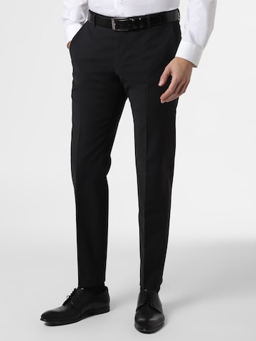 Finshley & Harding Regular Trousers with creases 'Mitch' in Black: front