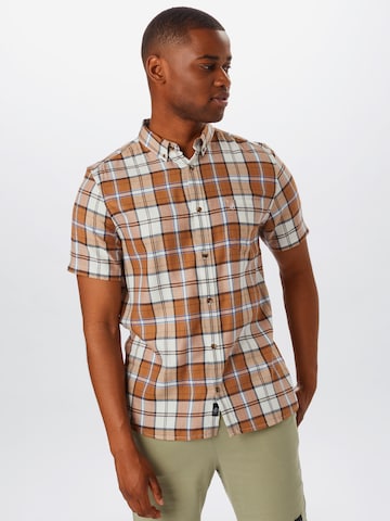 BURTON MENSWEAR LONDON Slim fit Button Up Shirt 'GINGER' in Brown: front