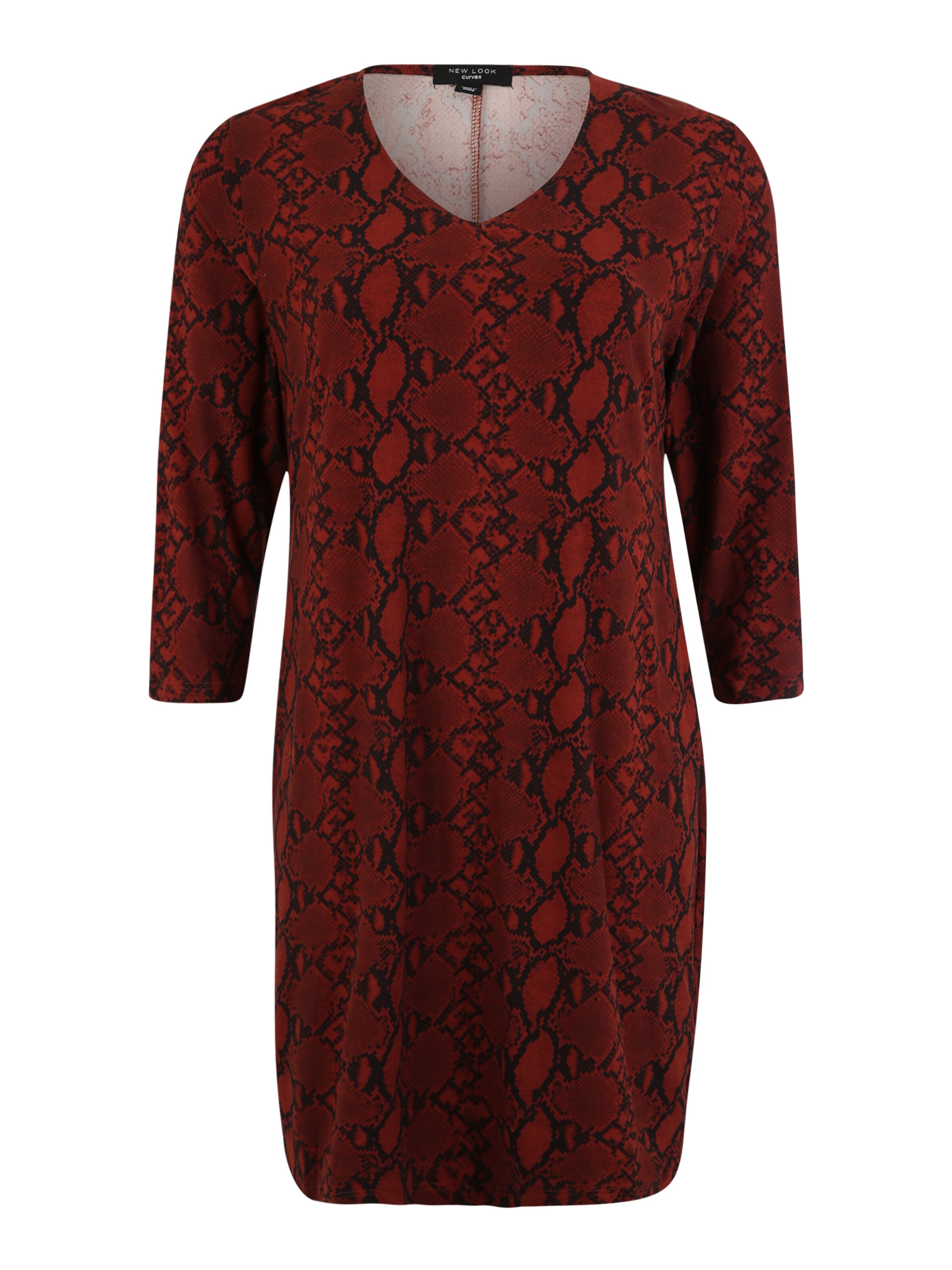 New Look Curves - Jurk 'X Snake Softtouch Bodycon' in de kleur Rood