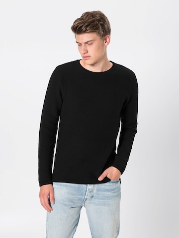 Only & Sons Sweater 'onsDAN 7 STRUCTURE CREW NECK NOOS' in Black: front