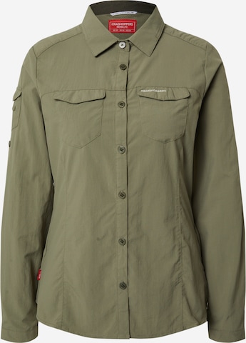 CRAGHOPPERS Athletic Button Up Shirt 'NosiLife Adventure II' in Green: front